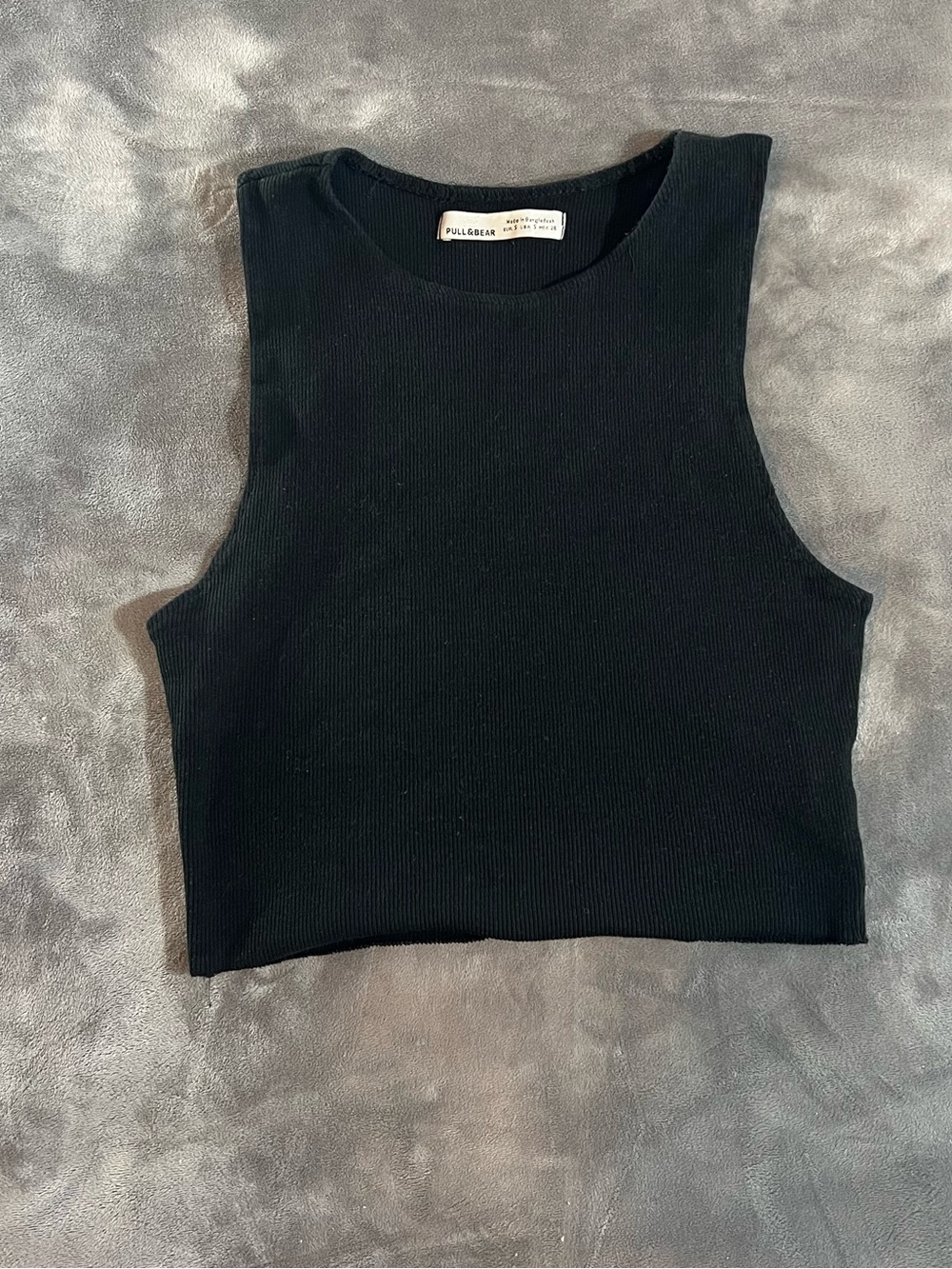 Pull&Bear Black Ribbed Cropped Tank